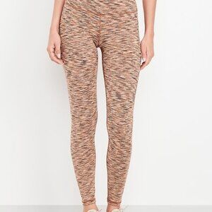 High-Waisted Space-Dye Full-Length Leggings SIZE XL Color Warm Space Dye